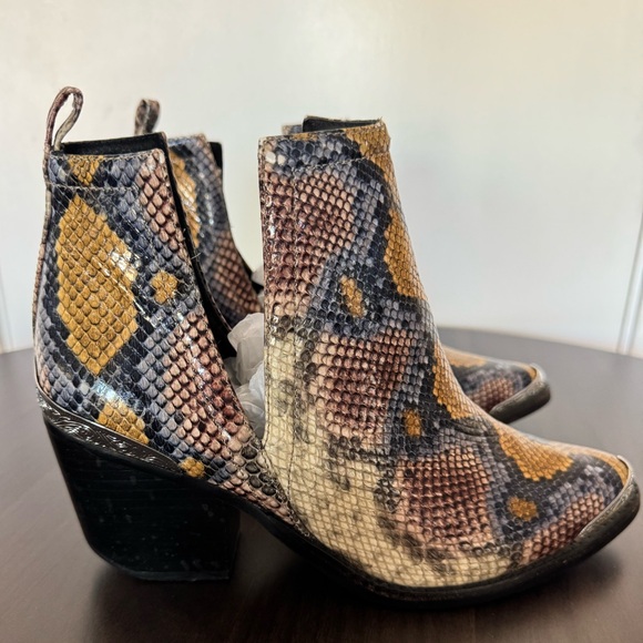 Jeffrey Campbell Shoes - Jeffrey Campbell Snake Pattern Ankle Boots - Brown, Black, Gold